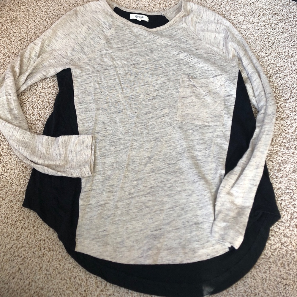 Madewell Black and Beige pocket tee
